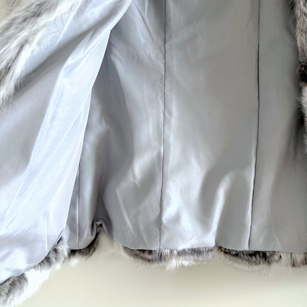 New Arielle Rabbit Fur Jacket in Multi-Grey Size Medium - Picture 12 of 13